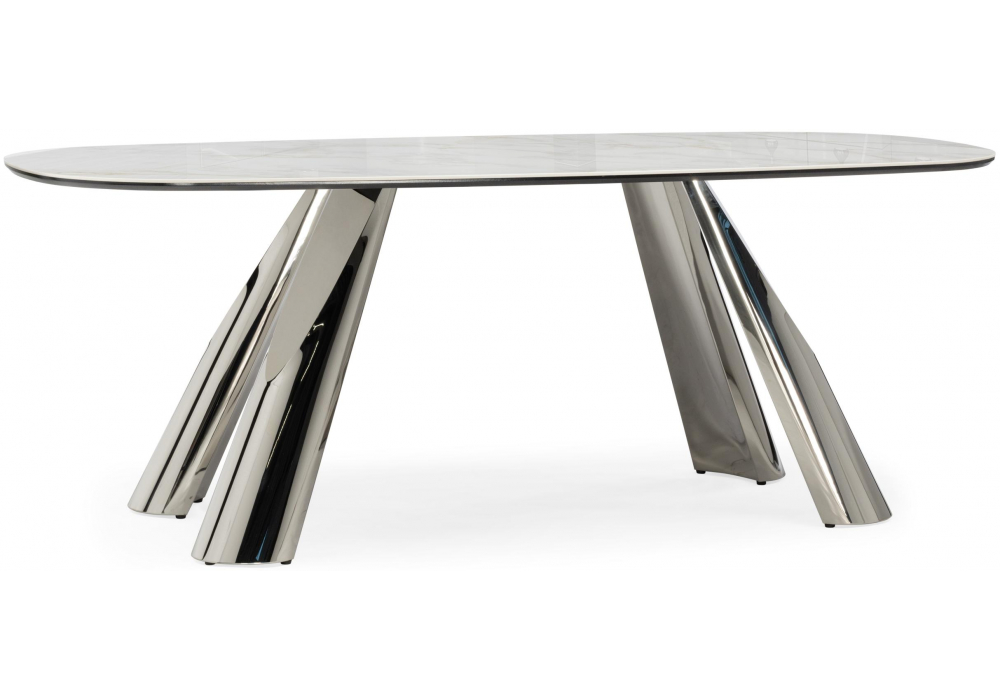 Керамический стол Танго 200х200х90 белый мрамор carla larkin, хром