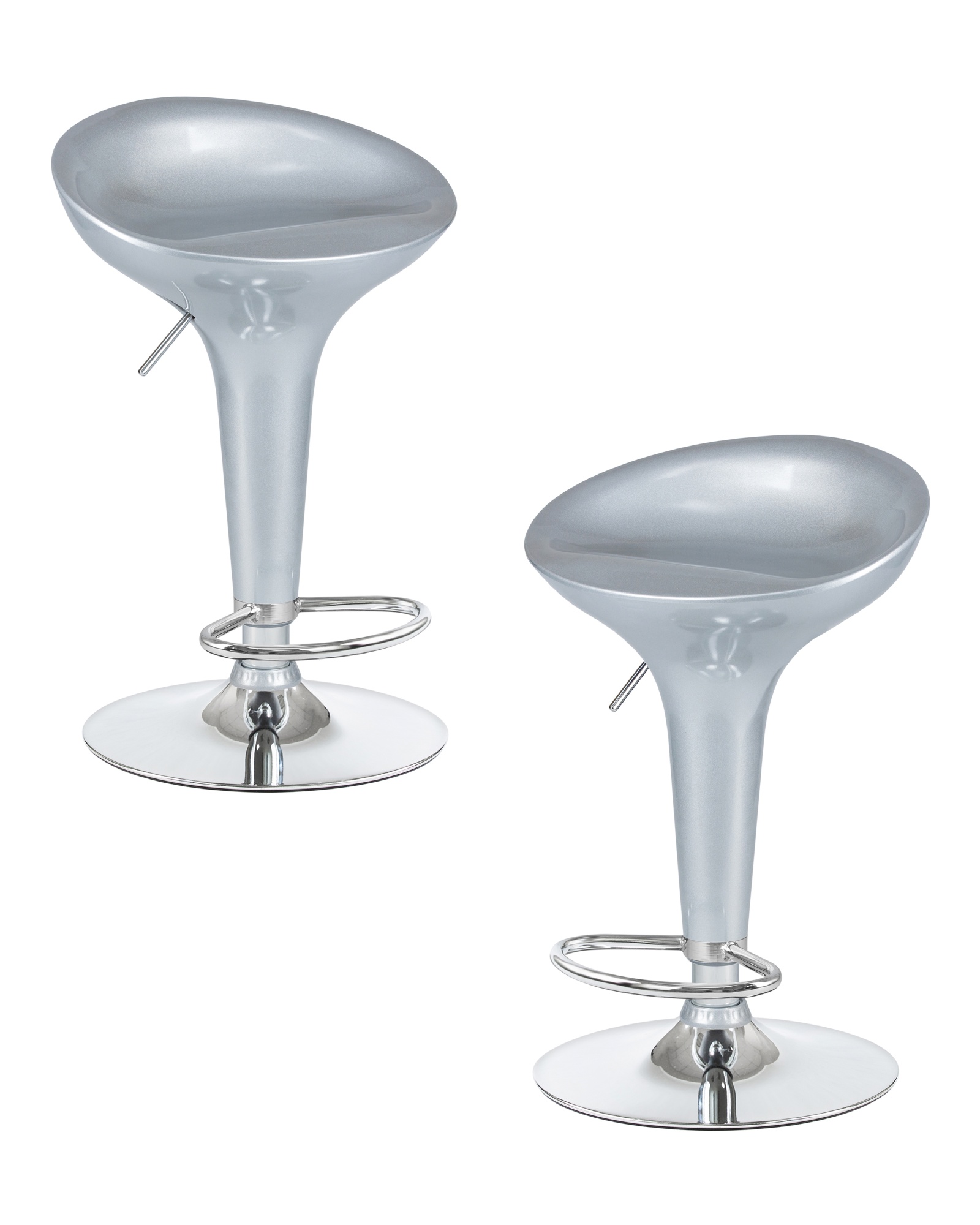 Набор 2 шт Стул барный BOMBA, серебряный металлик