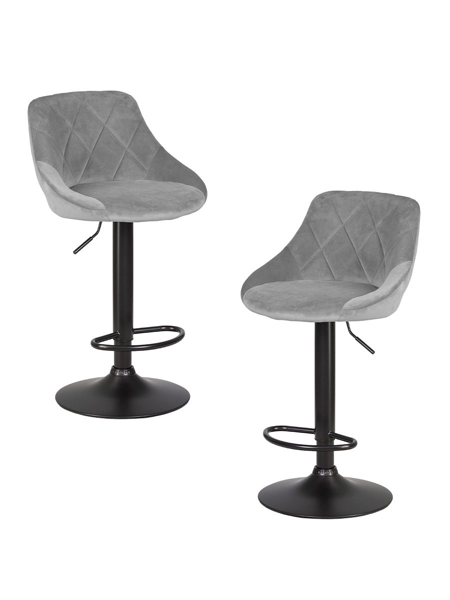 Набор 2 шт Стул барный LOGAN BLACK, серый велюр (MJ9-75)