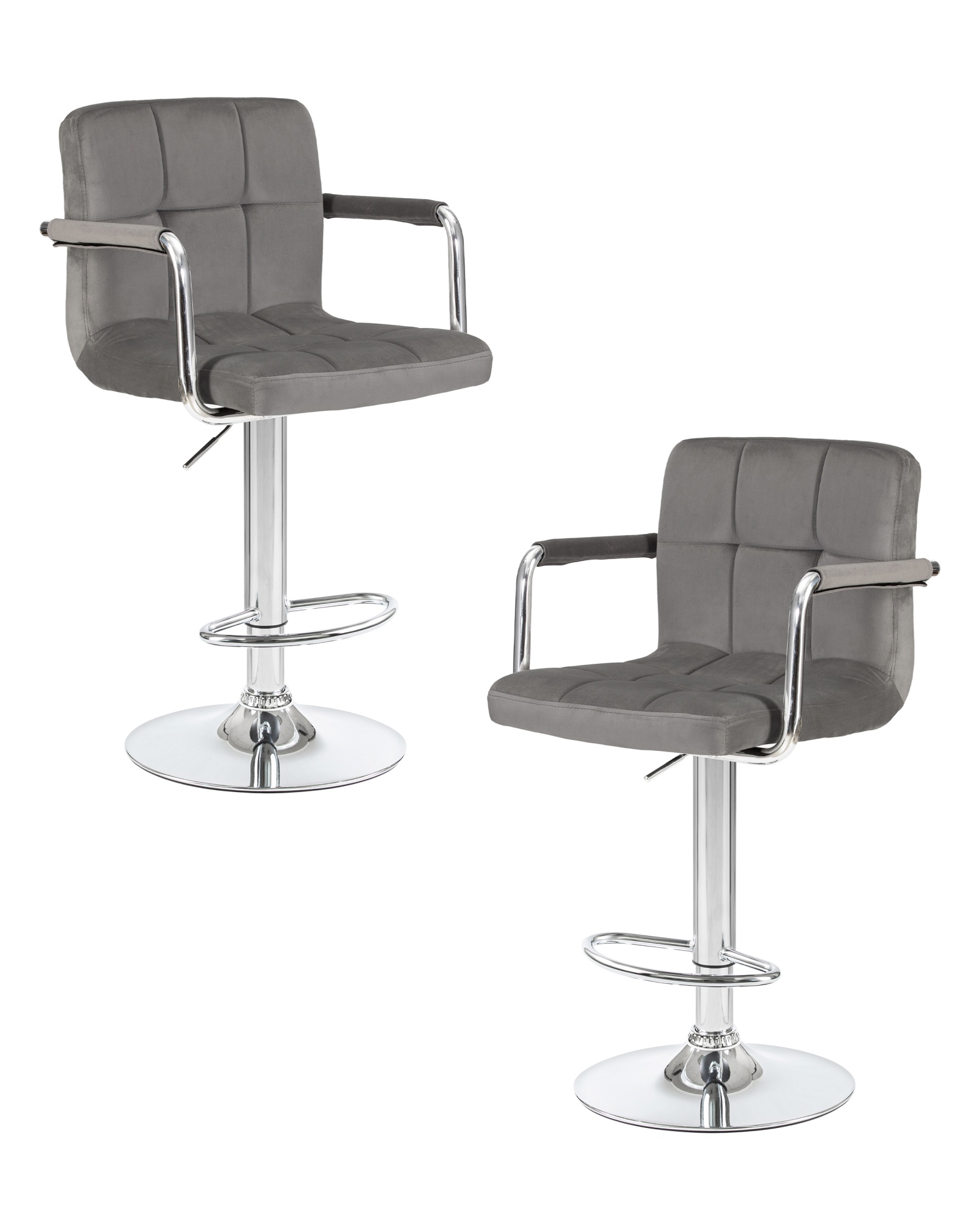 Набор 2 шт Стул барный KRUGER ARM, серый велюр (MJ9-75)