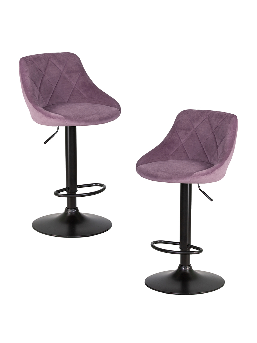 Набор 2 шт Стул барный LOGAN BLACK, пудрово-сиреневый велюр (MJ9-52)