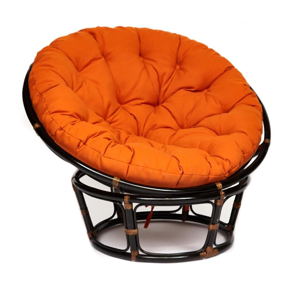 Кресло "PAPASAN" 23/01 W, с подушкой, античный черно-коричневый, ткань оранжевая С 23