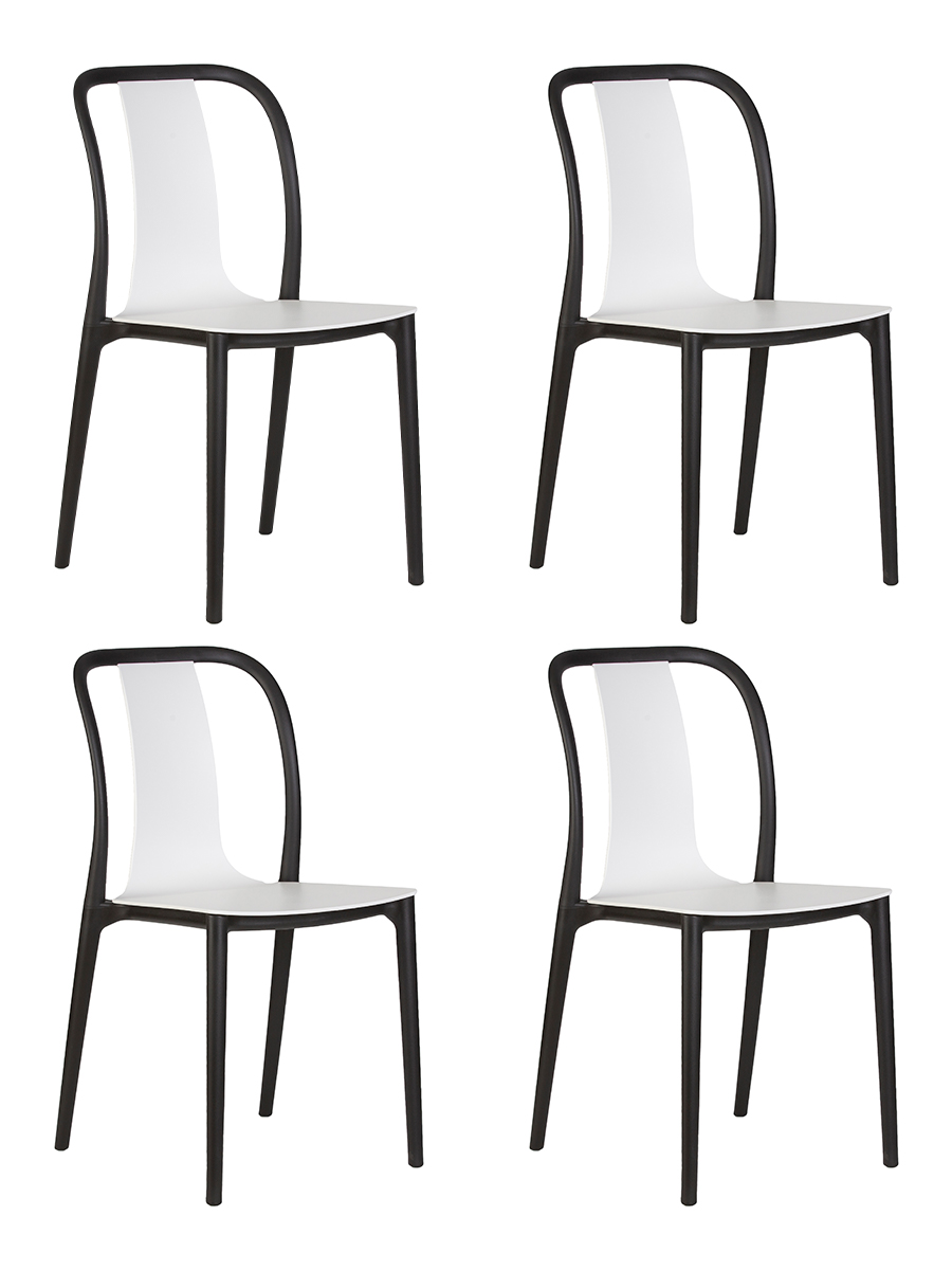Набор 4 шт Стул обеденный ADAM, черный и белый