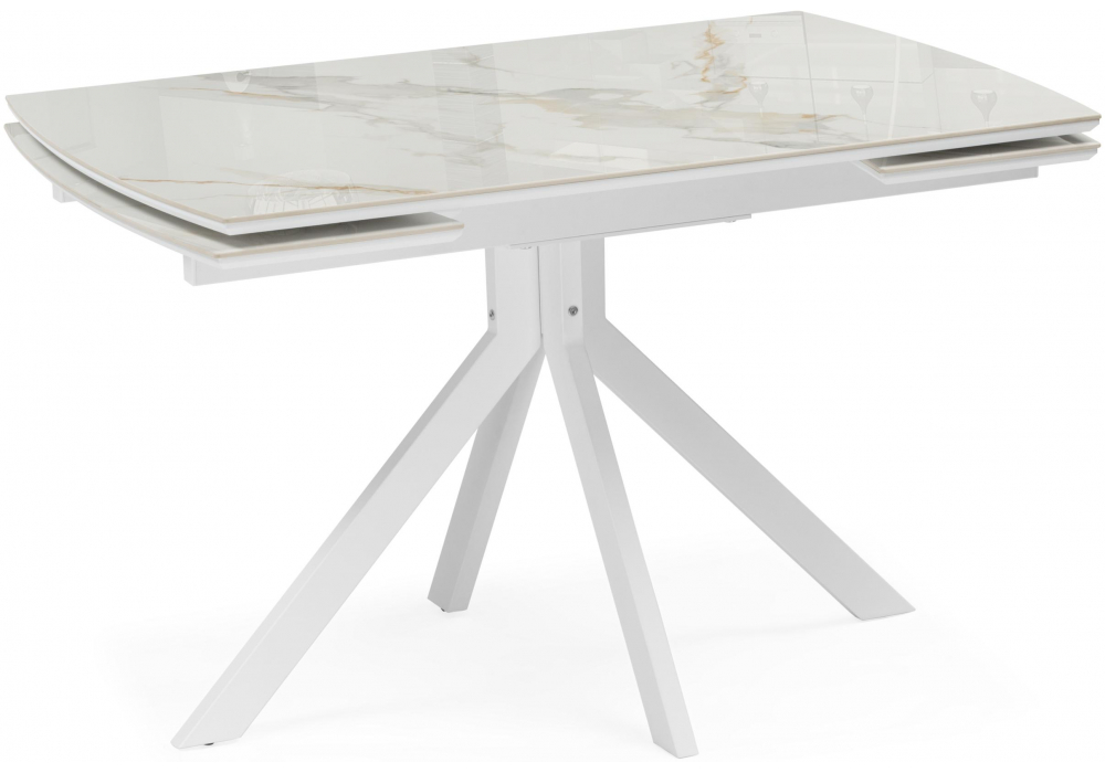 Керамический стол Комильфо 120(180)x80 белая шагрень, белый