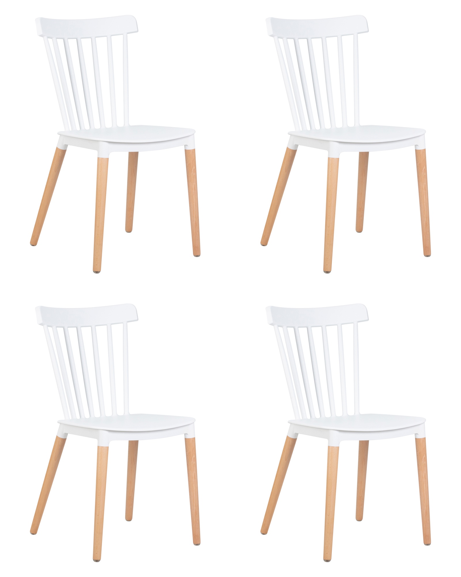 Набор 4 шт Стул обеденный THEO, ножки светлый бук белый (W-02)