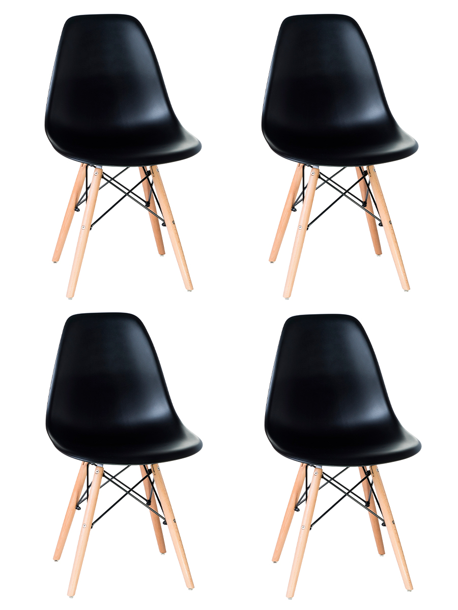 Набор 4 шт Стул обеденный DSW, ножки светлый бук черный (B-03)