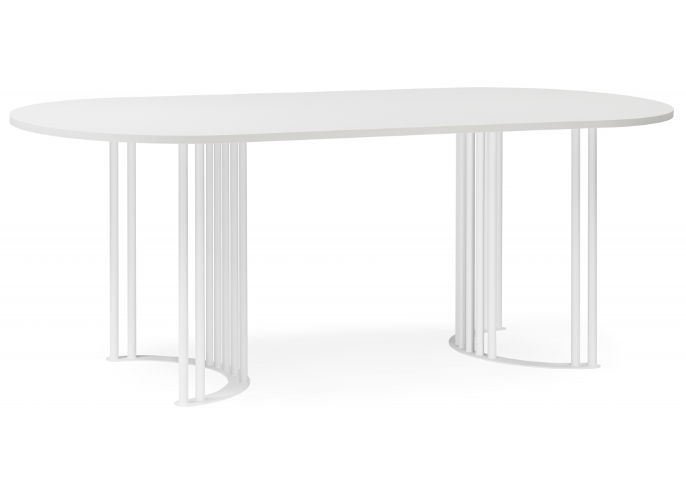 Стол деревянный Хьюго О 200 х 90 белая шагрень пленка, белые ноги