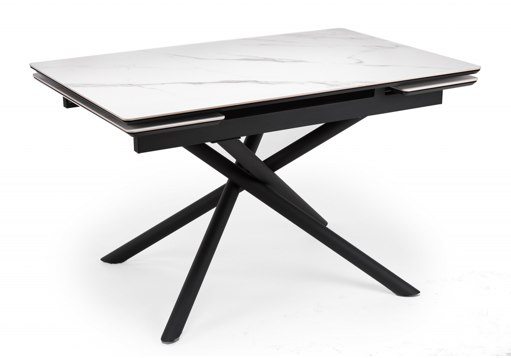 Керамический стол Мэриан 120(180)х80 snow alpin white, черный