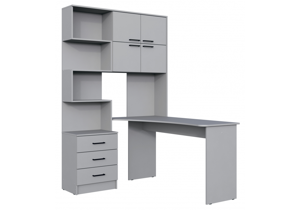 Компьютерный стол Эльброни правый шиншилла серая