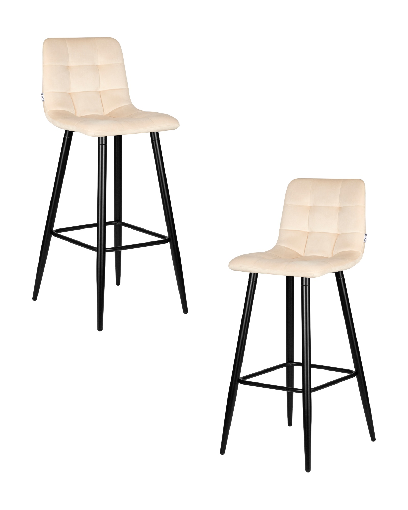 Набор 2 шт Стул барный NICOLE, черные матовые ножки, кремовый велюр (108-113)