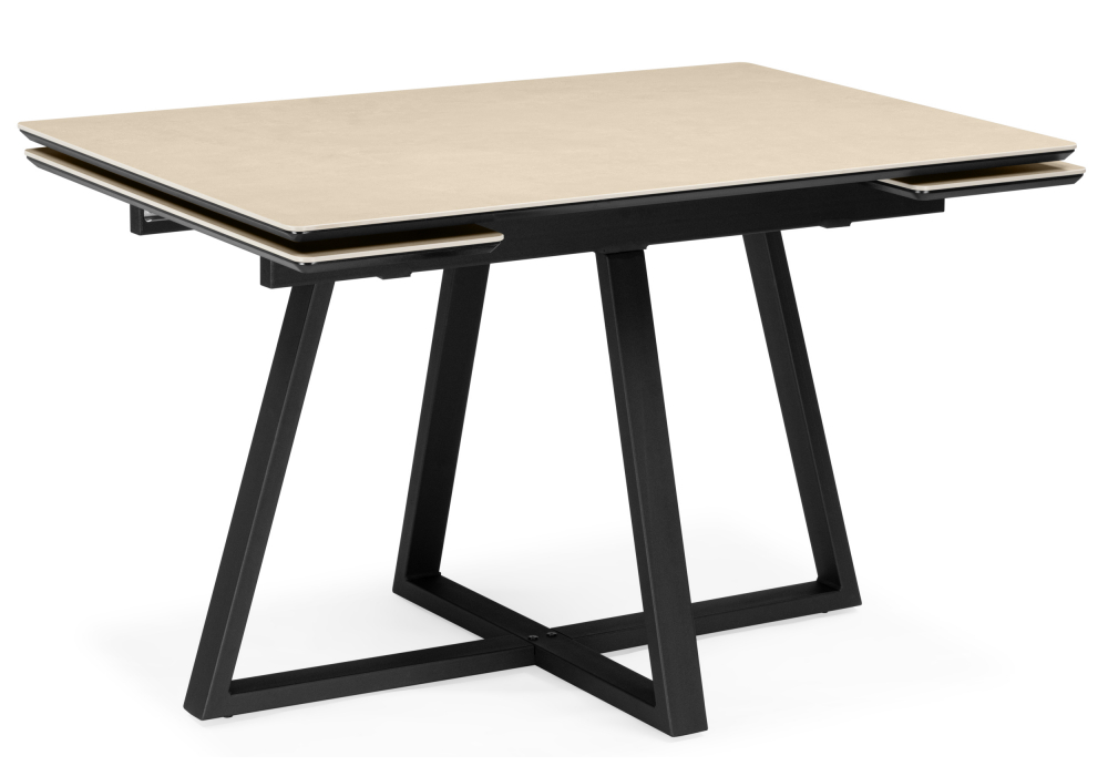 Керамический стол Памелла 120(180)х80 okara light yellow, черный