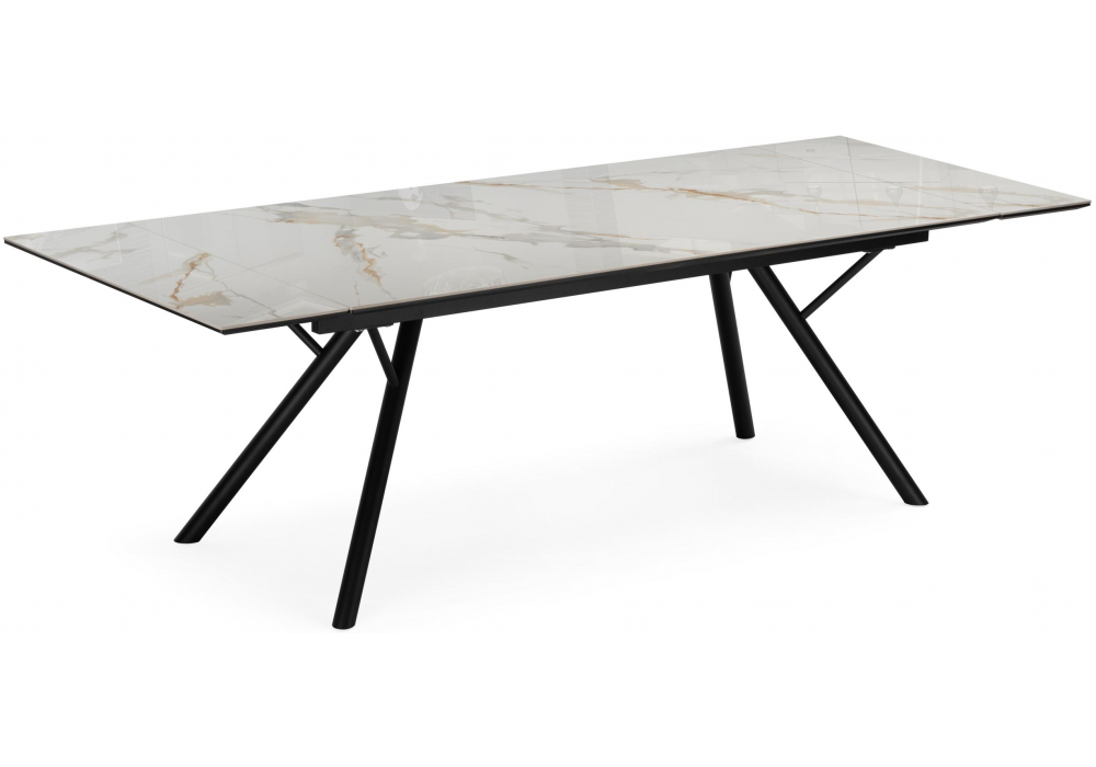 Керамический стол Ворен 180(240)x90 золото, черный кварц, черный