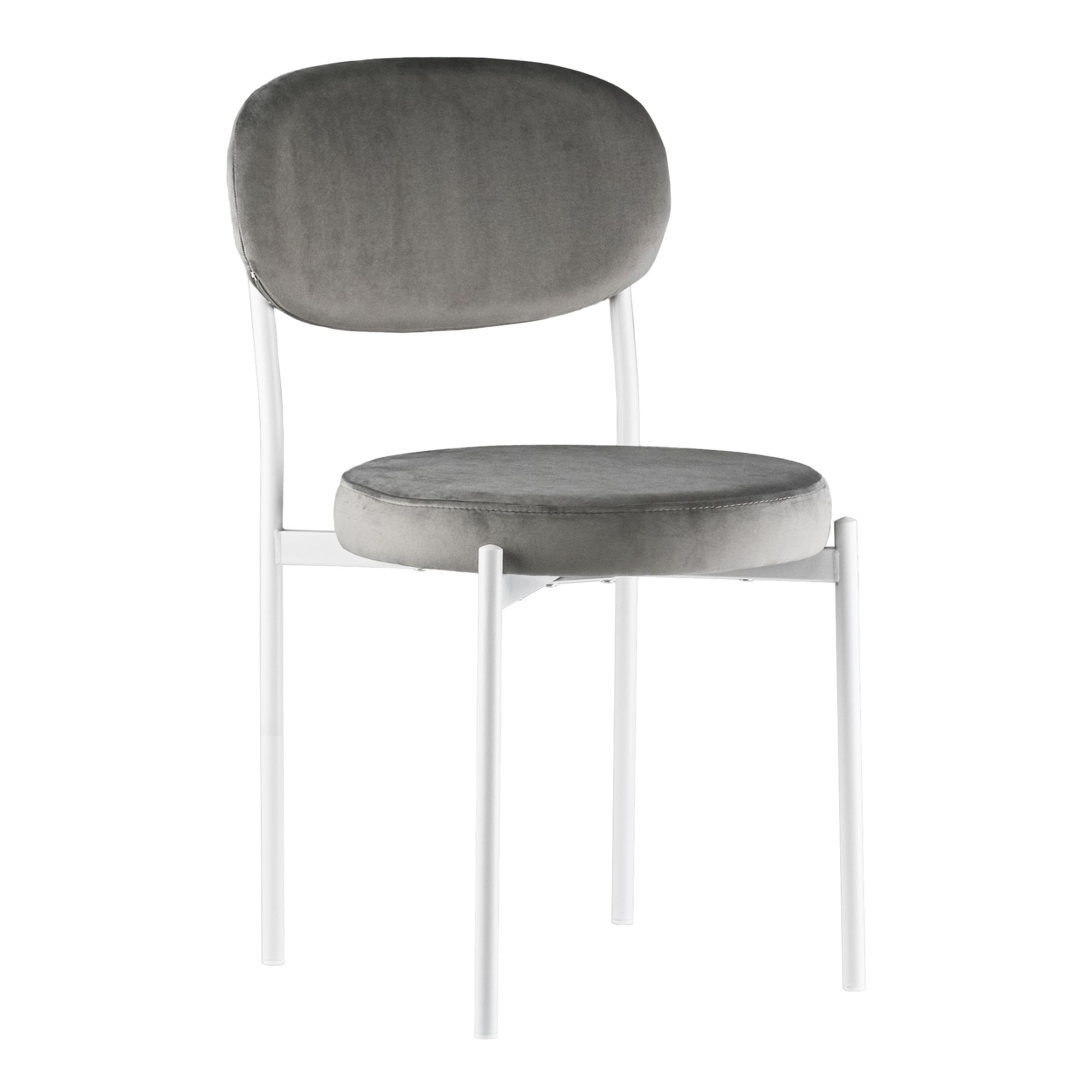 Стул Maso велюр серый, белые ножки