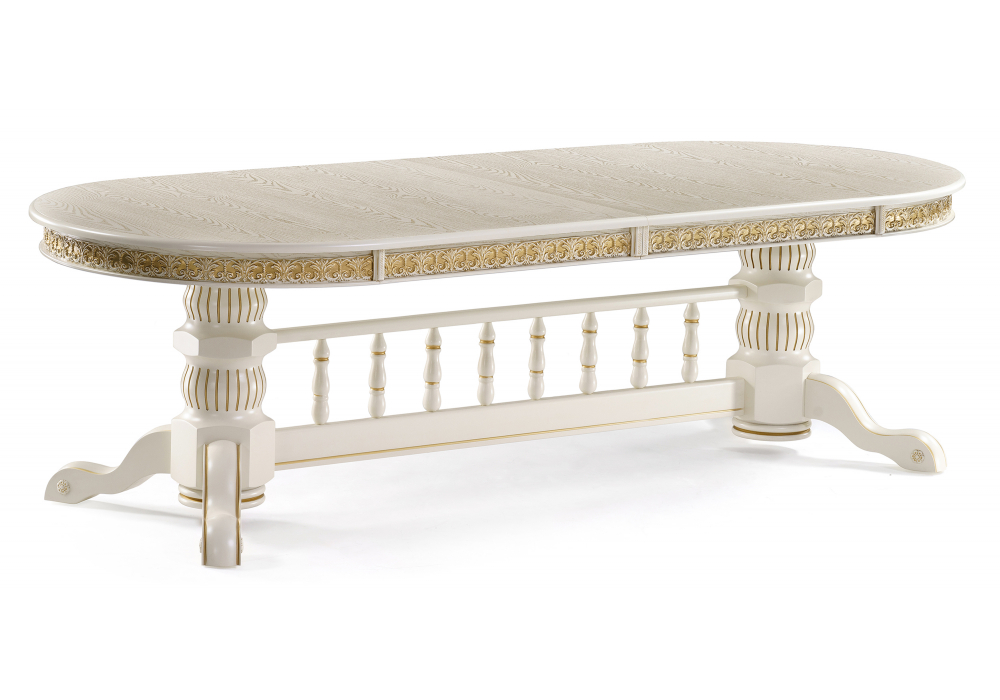 Стол деревянный Кассиль крем, золотая патина