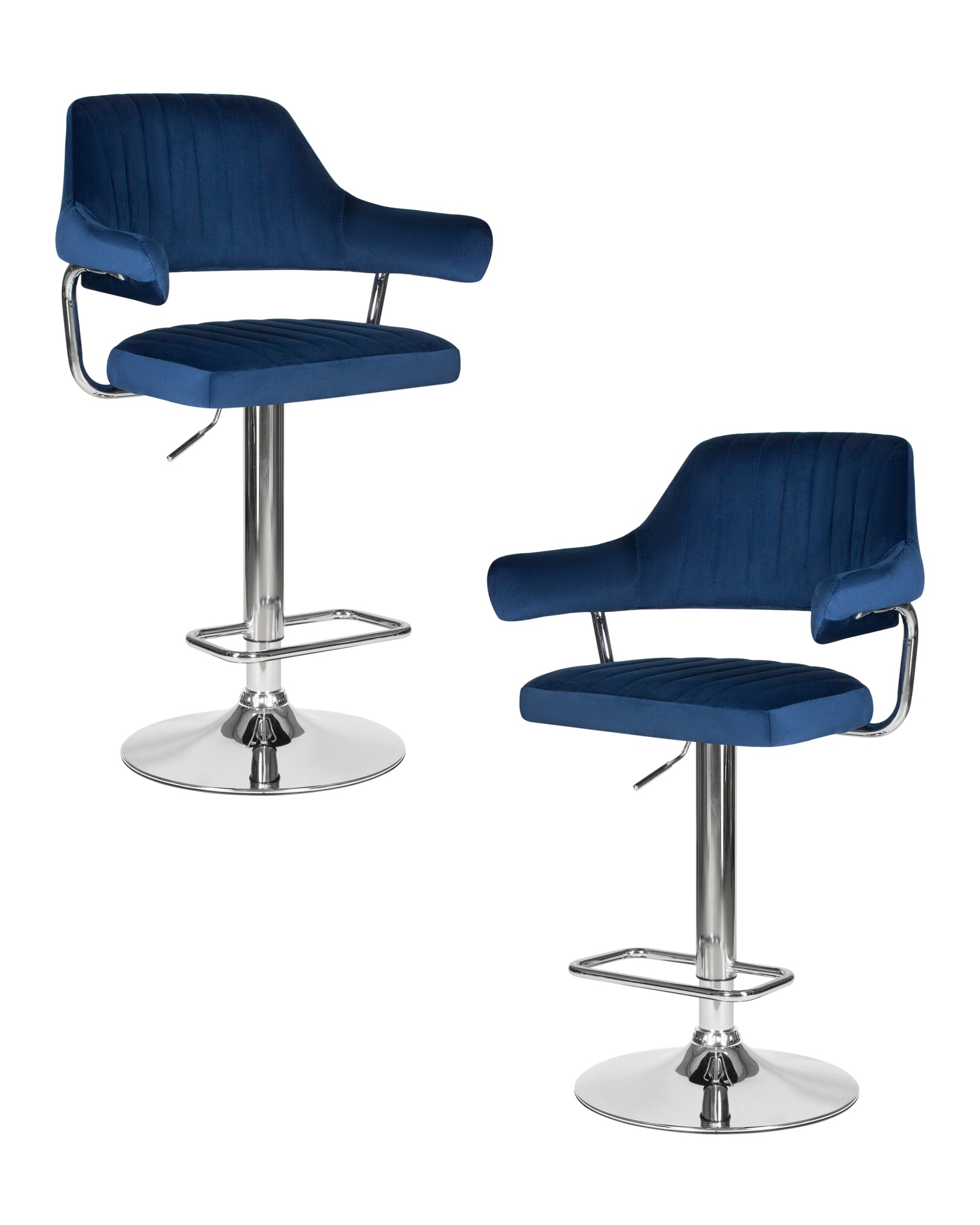 Набор 2 шт Стул барный CHARLY, синий велюр (MJ9-117)