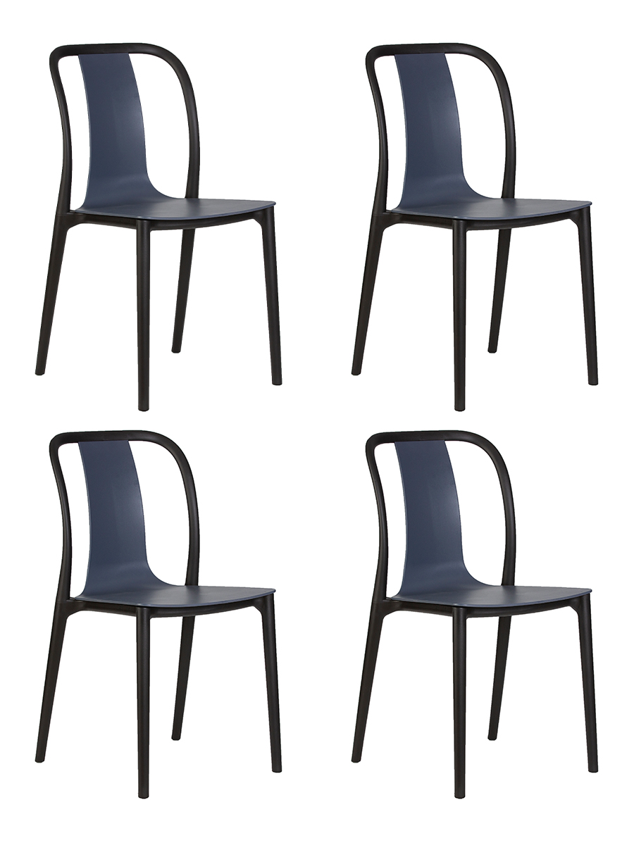Набор 4 шт Стул обеденный ADAM, черный и серо-голубой