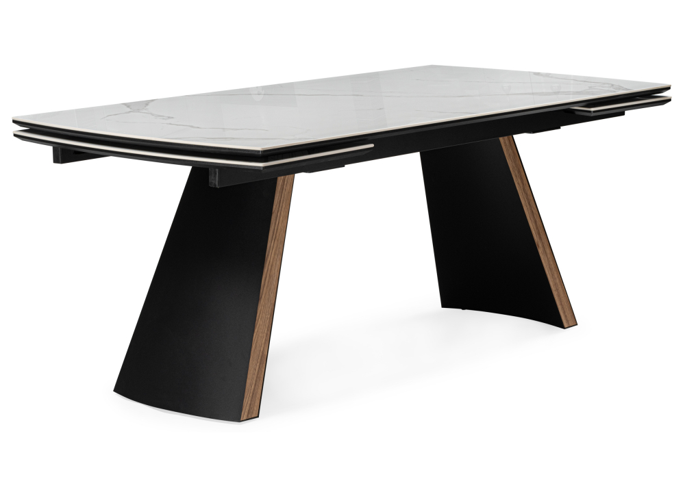 Керамический стол Симмонс 180(260)x90 statuario titan gloss, черный, орех дуб монтана Керамический стол Симмонс 180(260)x90 statuario titan gloss, черный, орех дуб монтана