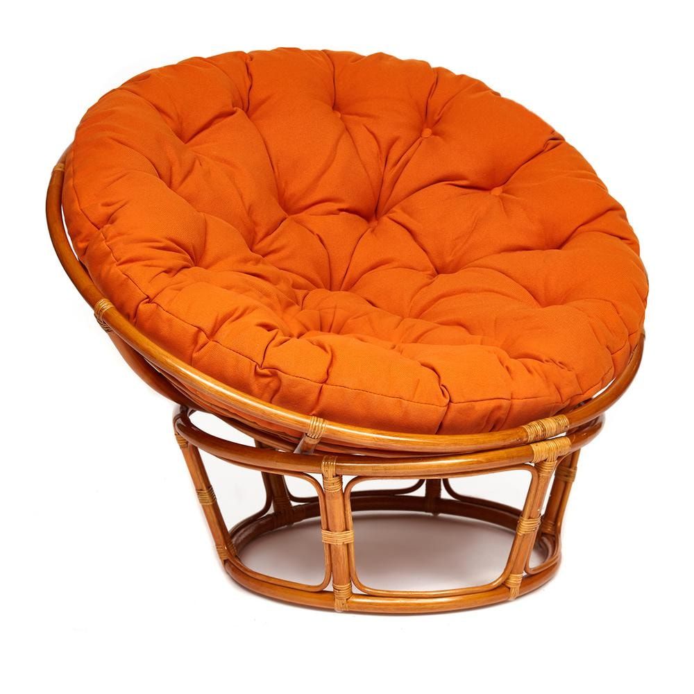 Кресло "PAPASAN" 23/01 W, с подушкой, коньяк, ткань оранжевая С 23