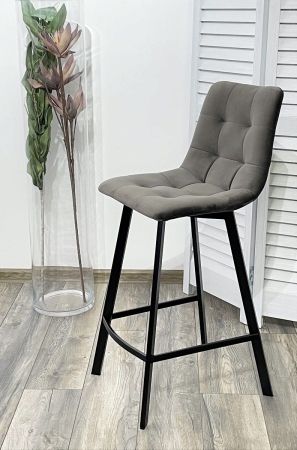 Полубарный стул CHILLI-Q SQUARE графит #14 велюр, черный каркас (H=66cm)