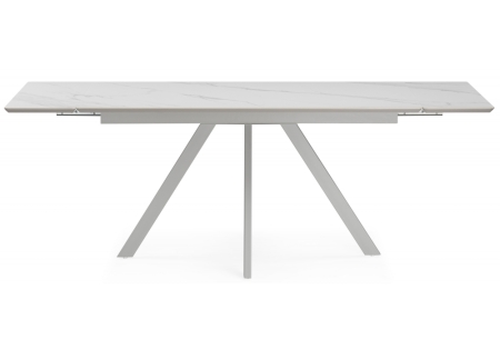 Керамический стол Вилли 140(200)х80 белый мрамор snow white, серый