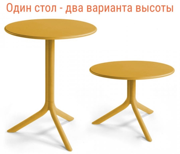 Стол пластиковый обеденный Spritz + Spritz Mini горчичный