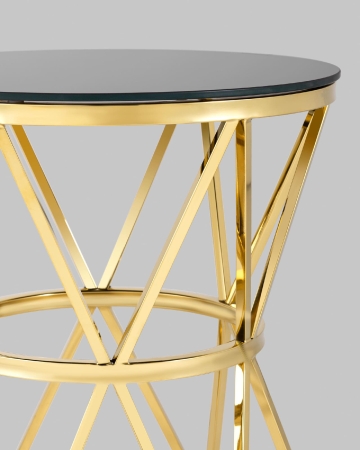 Журнальный стол 50*50 ВИВА золото стекло черное