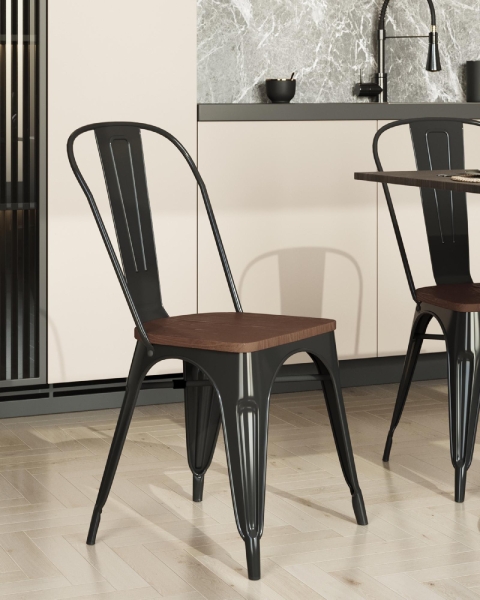 Стул TOLIX WOOD черный глянцевый Стул TOLIX WOOD черный глянцевый