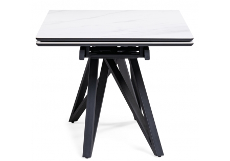 Керамический стол Вилсон 160(220)х89х75 белый мрамор snow white, черный