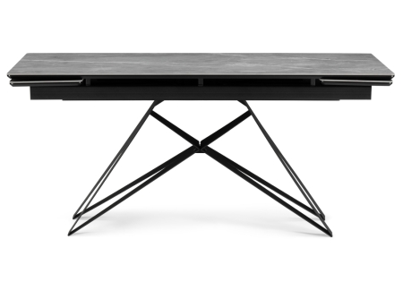 Керамический стол Блэкберн 140(200)х80 серый мрамор larka grey, черный