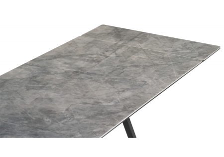 Керамический стол Вилсон 160(220)х89х75 серый мрамор baolai, черный