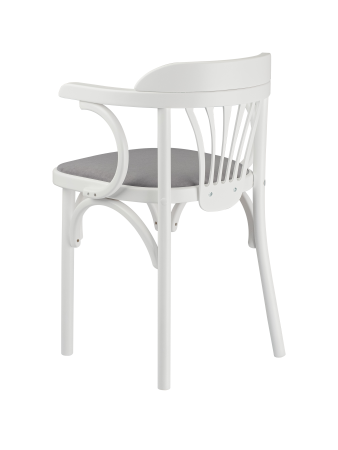 Деревянный стул Венский белый с мягким сиденьем из ткани RS15 с дугами назад