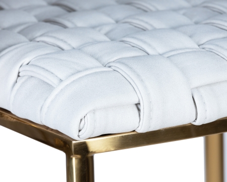 Стул барный EMMA золотой, белый PU T-01, белая ткань F-49