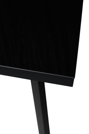 Стол ФИН 140 черный, стекло, черный каркас