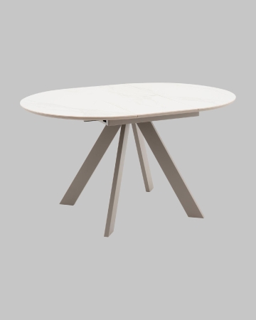 Стол круглый Миндель D100 столешница керамика белый глянец, основание металл латте