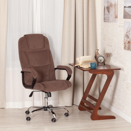 Кресло BERGAMO хром флок, коричневый