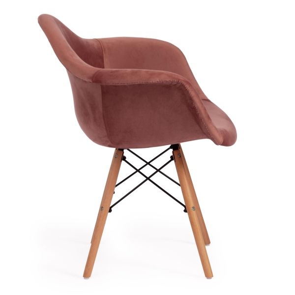 Кресло Secret De Maison CINDY SOFT EAMES (mod. 101) дерево береза, металл, мягкое сиденье, ткань, 61х60х80 см, коралловый (HLR 44), натуральный