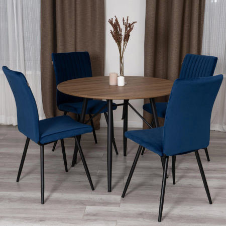 Стул обеденный Monte Carlo синий с черными ножками