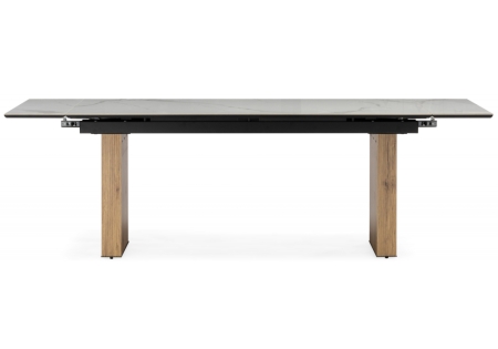 Керамический стол Бернардо 180x90 черный кварц, дуб монтана