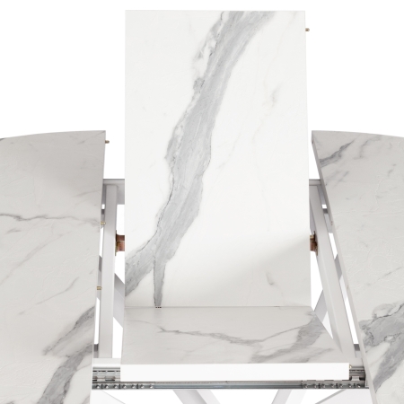 Стол MANZANA ЛДСП, HPL, металл, мрамор светлый, белый
