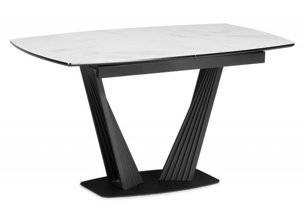 Стол стеклянный Вейл 140(180)х80 кристл статуарио, черный