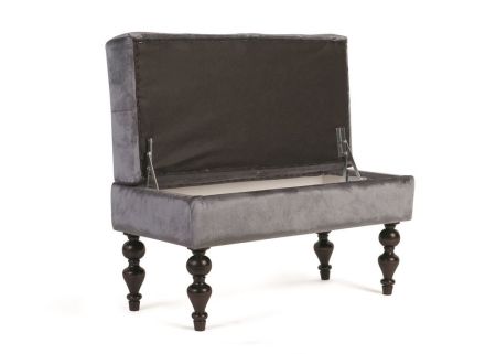 Банкетка Виктория голубая с темными ножками