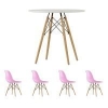 Стол EAMES D100 белый + 4 стула EAMES style розовые