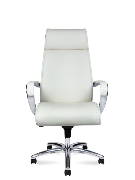 Кресло офисное Sorbonne слоновая кость, экокожа и металл, мягкое сиденье, с подлокотниками
