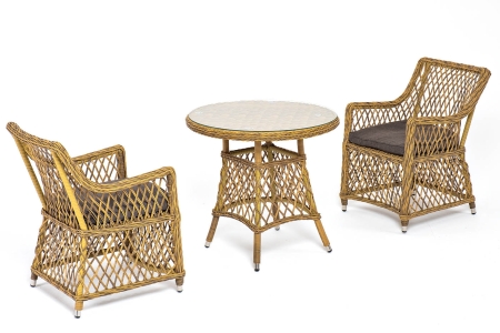 "Эспрессо–80 L" обеденная группа плетеная, цвет соломенный