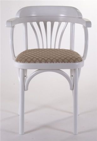 Деревянный стул Венский эмаль белая с мягким сиденьем из ткани 1 бежевый