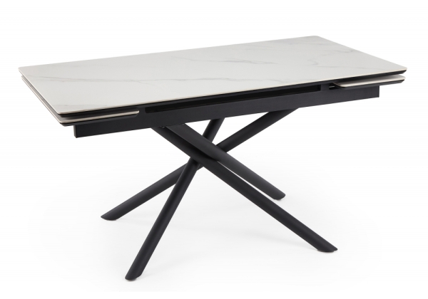 Керамический стол Мэриан 140(200)х80 snow alpin white, черный