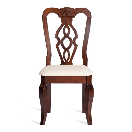 Стул Афродита (Aphrodite) дерево гевея, 46х54х99 см, капучино, ткань кремовая с рисунком (А04)