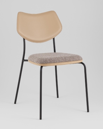 Стул обеденный Casey серо-коричневый с бежевой экокожей