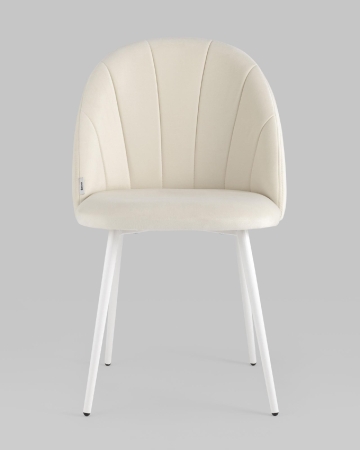 Стул Логан SN велюр молочный белые ножки