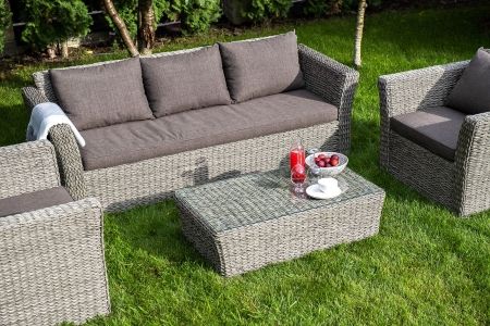 Лаунж-зона "Капучино" из искусственного ротанга (гиацинт), цвет серый